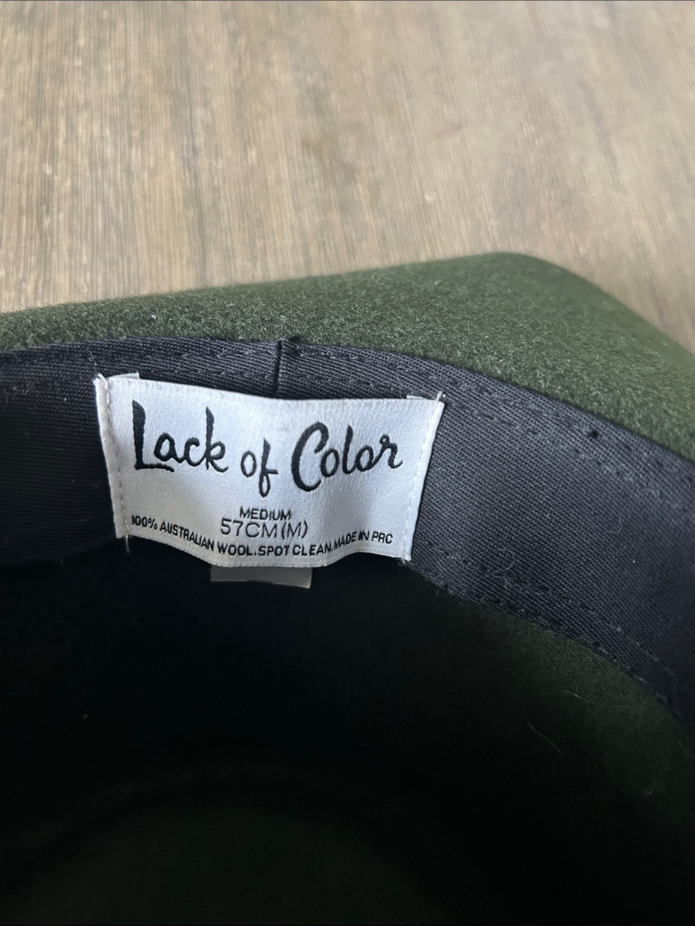 Lack Of Color Olive Green Wool Felt Wide-Brim Hat,Medium 57CM(M), Like New. - Picture 6 of 12